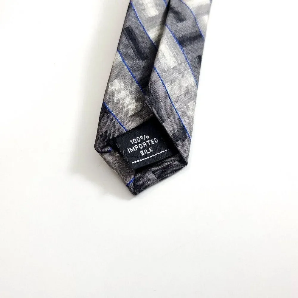 Joseph & Feiss‎ International Gray Beige Blue Abstract Wide Silk Tie